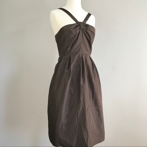 J. Crew Dresses & Skirts - JCrew Sangle silk taffeta halter brown dress 16